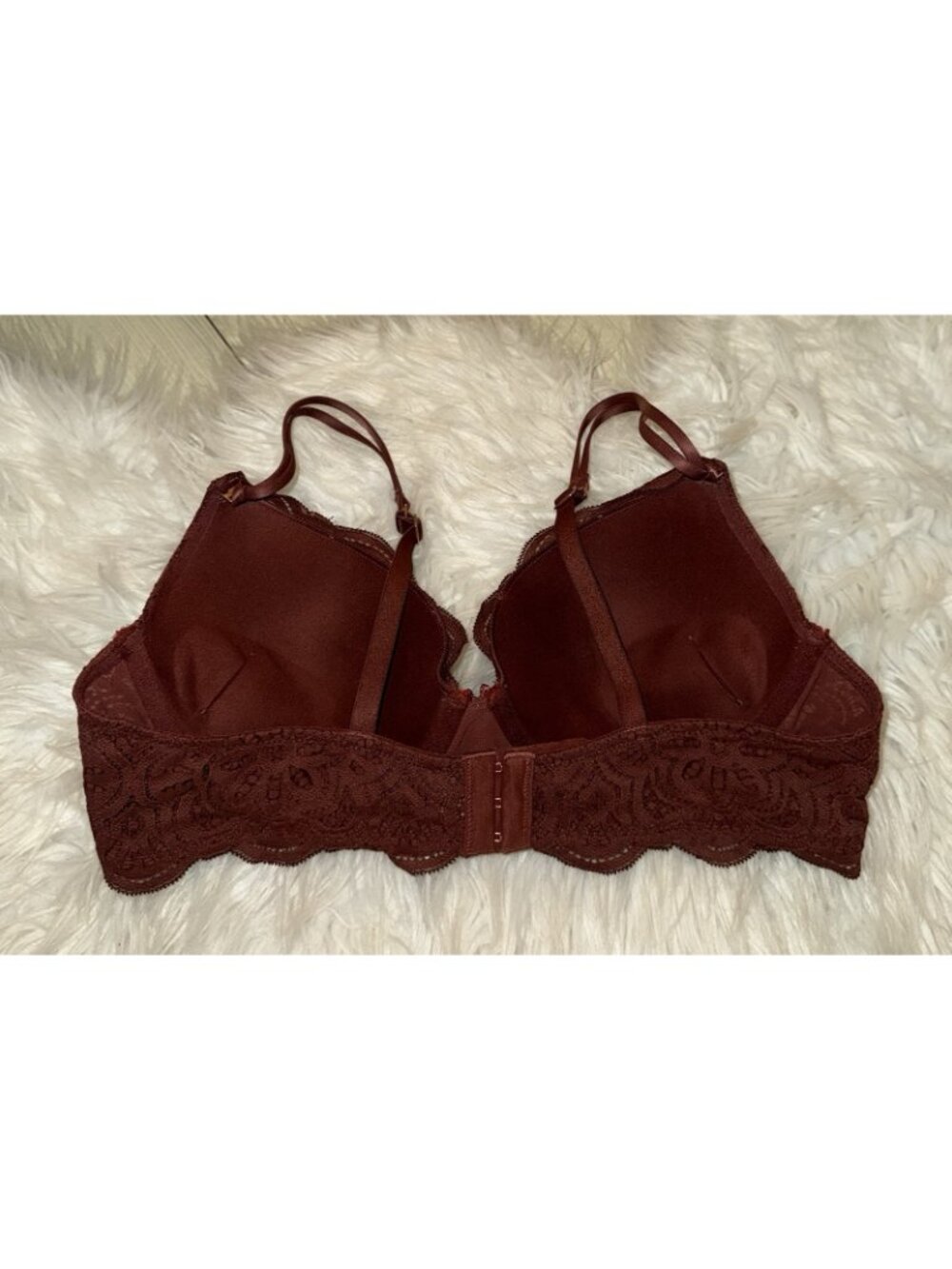 Aerie Real Power Plunge Bra Floral Print Lace Padded Underwire Womens 38B Brown - Picture 4 of 7
